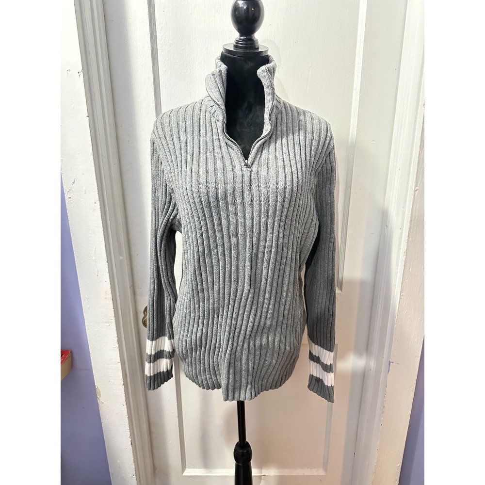 Banana Republic Grey Knit Heavyweight Quarter Zip Sweater in L